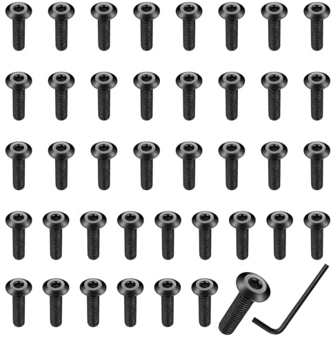 XxinXrong 40 Stück M6 Schrauben Set, Flachkopfschrauben M6x20mm, A2 V2A Edelstahl Schrauben mit Innensechskantschrauben, Maschinenschrauben Set