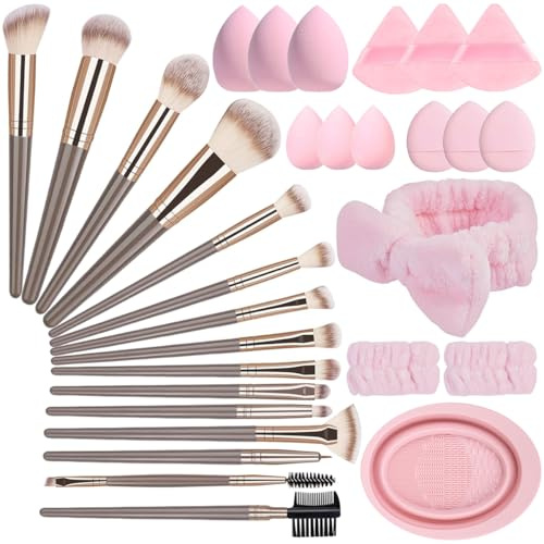 Makeup-borstset 31 st sminkverktygsset – premium syntetisk makeupborste kit foundation pulver concealers ögonrouge sminkborstkit