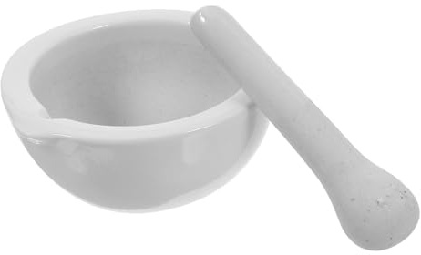TOPPERFUN Keramik Mörser und Passender Stößel Satz für Küchen und Labore mit Ergonomischem Design zum Zerkleinern von Gewürzen und Knoblauch Beige Vielseitig Einsetzbar