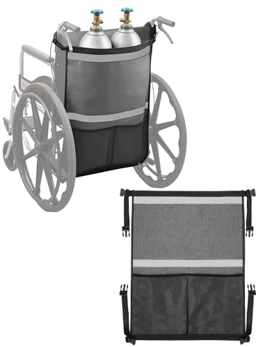 KUAZIDAR Portable Oxygen Cylinder Bag Für Rollstühle Soporte de Tanque de Oxígeno para Silla de Ruedas, Andador y Scooter, Bolsa para Cilindros Pequeños D/E, Gris