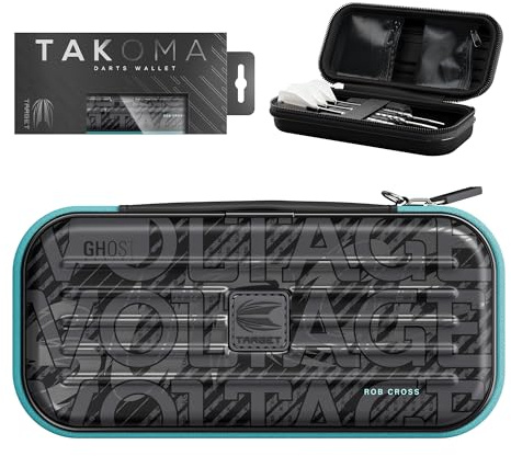 Target Darts Rob Cross Ghost Series Takoma Wallet Regular – Dartkoffer schwarz/weiß | Voltage“ Darttasche mit Reißverschluss | professionelles Zubehör | Platz für 3 komplett montierte Darts