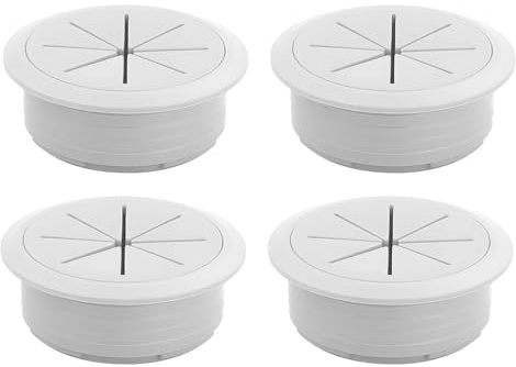4 pasacables Blanco, 60 mm, Color Blanco, pasacables para Cables, pasacables para Escritorio, Escritorio, Escritorio de Oficina, encimeras,organizado