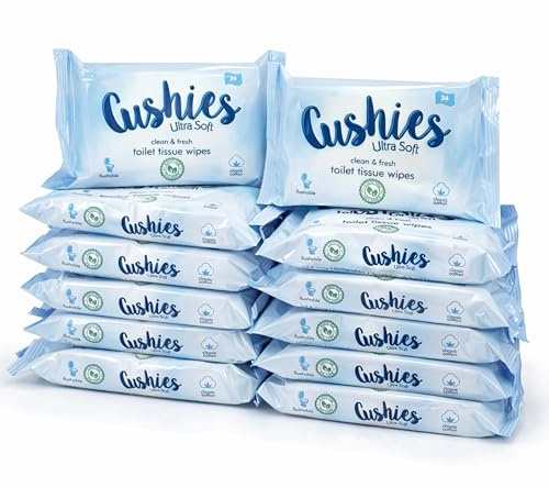 ADEPTNA Flushable Wipes for Adults Large Wet Toilet Tissue with Vitamin E 100% Plant-Based & Biodegradable Sewer & Septic Safe Hypoallergenic Moist Wipes Multipack (PACK OF 12 (432 SHEETS))