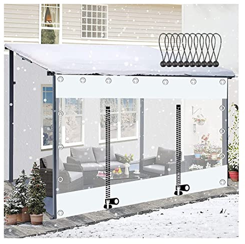 Pannelli laterali impermeabili per esterni, per peras, terrazze e verande, pannelli laterali in PVC trasparente con ers, coperture bianche a C per giardino e padiglione