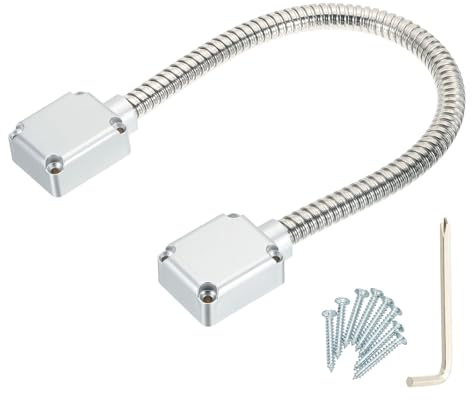 PATIKIL Armored Loop Power Transfer (500mm Long, Fit 9.5mm(0.37), Silver) Metal Flexible Gooseneck Exposed Mounting Sleeve Door Cable Protector with ABS End Cap, Suit for - Access System
