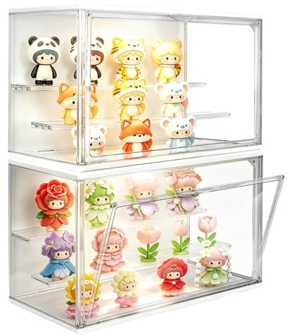 2 Pack Acryl Vitrine mit LED, 3-stufige Kosmetik Organizer
