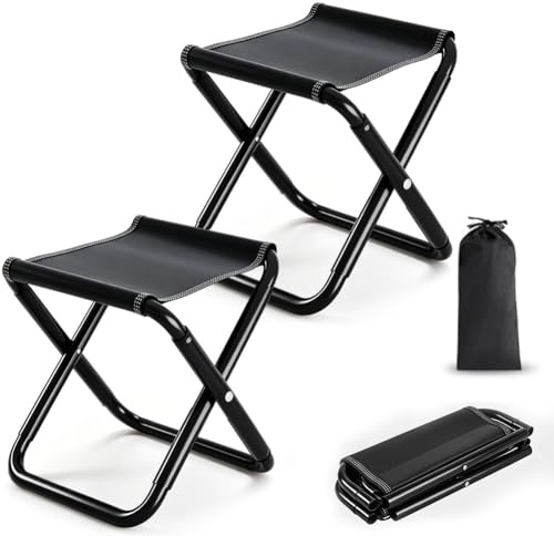 Camping Hocker, Tragbarer Klapphocker mit Aufbewahrungsbeutel, Klapphocker Klappbar Falthocker Fußhocker Outdoor Campinghocker Campingstuhl für Camping Gartenarbeit Angeln Wandern Jagen (2 Stück)