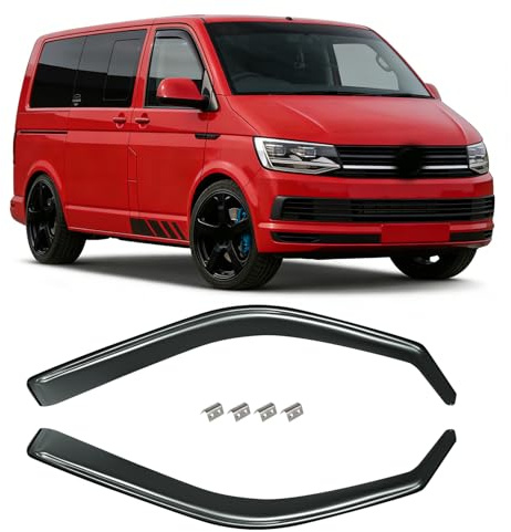 Windabweiser Regenabweiser mit Clips Kompatibel mit VW Transporter Bus T5/T6 ab 2003, 2-Teilig Wind und Regenabweiser für Seitenfenster, Windabweisern zum Aufkleben