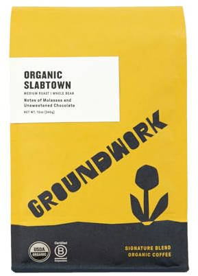 Groundwork Certified Organic Whole Bean Coffee, Slabtown, 12 oz Bag