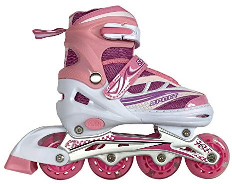 Tante Tina Inliner für Kinder - Kinder Inliner verstellbar mit leuchtenden Rollen - Kinderinliner Rollschuhe größenverstellbar in 4 Größen - Pink S (27-32