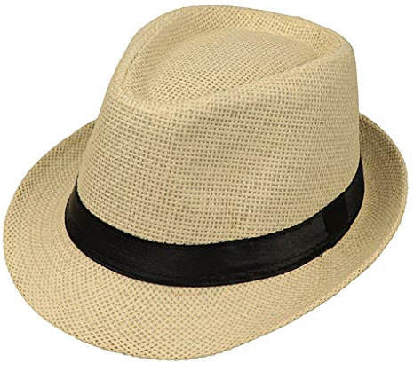 Lyguy Cappello per bambino Jazz Panama Trilby Fedora da Gangster Esterno Traspirante Cappello da Sole Ragazze e Ragazzi, 52-54