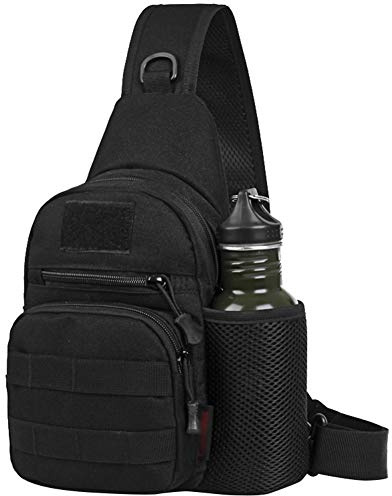 Sac de Poitrine Sac d'Epaule Tactique Militaire Molle Sacoche Homme avec Poche de Cruche à Eau Sac de Multifonction