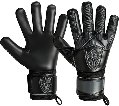 Keeperking målvaktshandskar barn, ungdomar, vuxna, fotbollshandskar utan fingersave 4 mm framhand (10, svart)