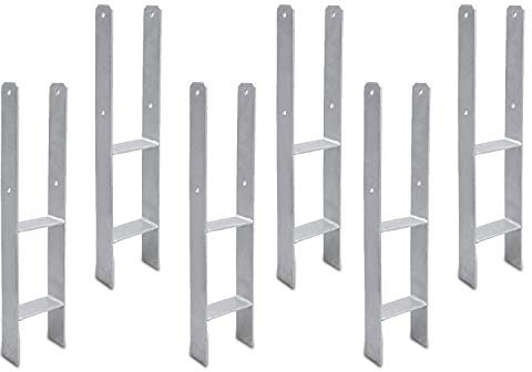 Jopassy H-Pfostenträger, 6*H-Anker, 101mm Gabelweiten, Materialstärke 5mm, Länge600mm, Pfostenschuh, H-Form Pfostenanker für Carport Zaun Holzbalken