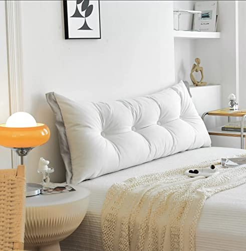 BOMATY Cojín grande para respaldo de lectura, almohada de lectura y TV, almohada de apoyo para la espalda, almohada de apoyo para cabecera con funda de bolsillo para cama, sofá, silla