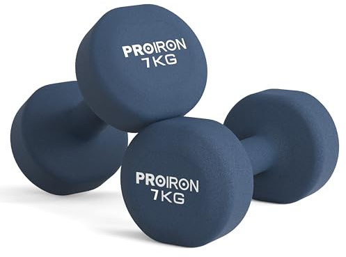 PROIRON Mancuernas de Neopreno - Mancuernas con Revestimiento de Neopreno 2 x 7kg