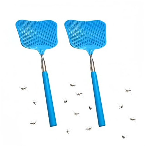 2-piece manual retractable fly swatter suitable for flies, insects, mosquitoes and other flying insects (blue)