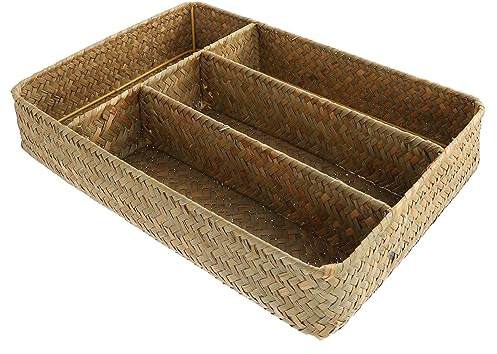 Panier De Rangement Fait Main 37 X 27 X 5 Cm Style Campagnard Contenant Tissé Pour Fruits Collations Décoration D'intérieur