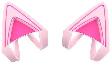 Glow in Dark Silicone Cat Kitty Ears Lovely Fluorescent Cat Ears Compatible for Bose/Razer/HyperX/Corsair/SteelSeries Arctis/Edifier Gaming Headphones (Pink)