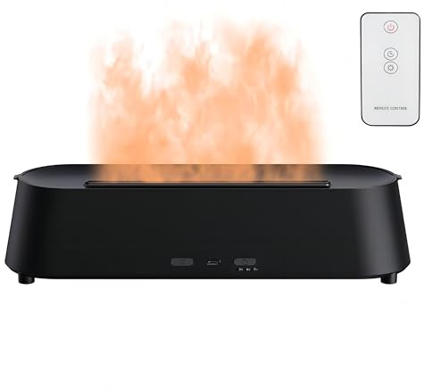 Elitecran Doftspridare med flameffekt, 200 ml luftluftfuktare med fjärrkontroll, 7 färger LED-diffusor för eteriska oljor, ultraljud doftande oljordisator för hem/kontor