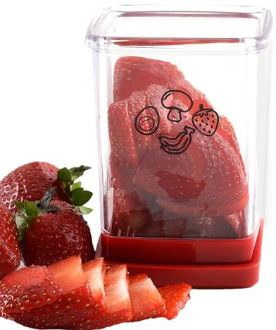 Qutalmi Coupe-Tasse en Acier Inoxydable, Press Cup Slicer Banana Slicer Cutter, Coupe-Fruits pour Fraises Bananes Oufs Légumes, Trancheuse Coupe Fine Tranchage Cuisine Gadget