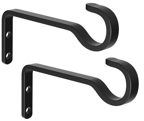 Josmimic 6-Inch Planter Hooks for Hanging Plants - Plant Hanger Hook Indoor Outdoor, Plant Wall Hooks, Brackets for Hanging Plants, Baskets, Wind Chime, Bird Feeder, Bird House (Black, Metal, 2 Pack)