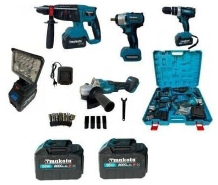 MagiShop Kit 5in1 Smerigliatrice Tassellatore Avvitatore Luce Pneumatico, 88V
