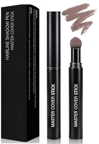 Root Touch-Up Stick - Medium Brown Hairline Powder - Grey Hair Cover Up - Semi-Permanent Hair Dye Temporary Brush - Waterproof Long Lasting Grey Hair Coverage Beard