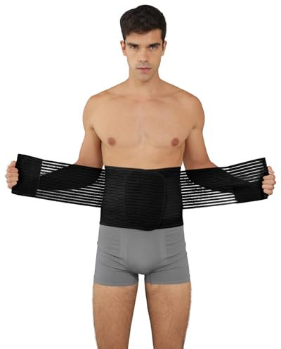 Channo Ceinture Lombaire pour Hommes, Soutien Dorsal Inférieur Double Ajustement Parfait, Sciatique - Noir - 2XL