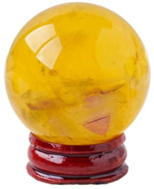 NIBHZ Fluorite Gialla Naturale Viola Mica Sfera di Cristallo Simbiotica Pietra Grezza Pietra Energetica Lucida Matrice a Sette Stelle Ornamenti per Portico di Casa,B-40~45mm