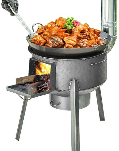 Gtzly Portable Wood Burning Stove, Steel Bar Rocket Stove, Detachable Outdoor Camping Firewood Stove, Tent Wood Stove for BBQ Picnic, Cooking, Camping(48 cm/19 in)