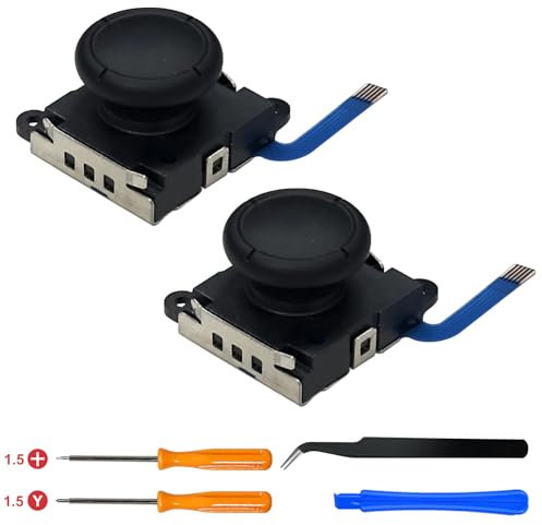 Switch Analog 3D Joystick Replacement & Repair Tool Kit for Switch/Switch OLED/Joy-Con/Switch Lite Controller, Mcbazel 2PCS Joysticks Tri-Wing & Cross Screwdriver Repair Tools