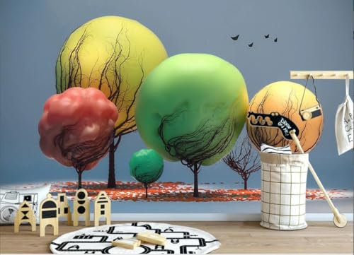 Fototapete Schlafzimmer Kinderzimmer 3D Tapeten 3D Effekt Wohnzimmer Einfache Handgemalte Abstrakte Cartoon Schwarz Und Weiß Baum Hintergrund Wand 350cmx245cm Natur Grau Wandposter Mustertapete