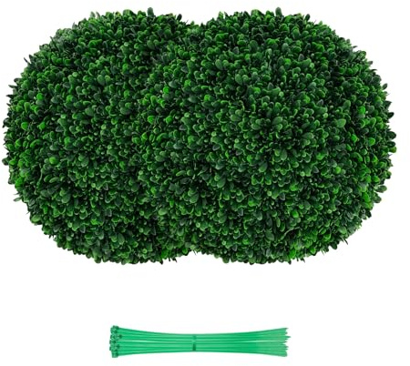 COSTWAY Set di 2 Sfere Topiarie Artificiali da 52 Cm, Piante Finte Sferiche con 20 Fascette, Protette dal Sole, Decorazione da Esterno e Interno per Cortile, Portico, Casa e Festa