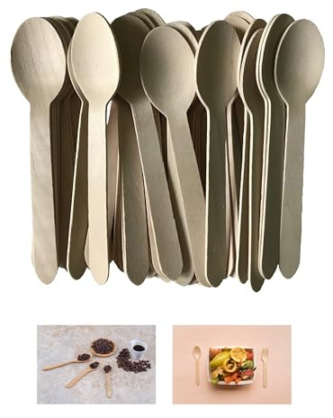 VEZODEK 50 Stück Kochlöffel Holz Kaffeelöffel 16cm Teelöffel Mehrweg | Braun Holzlöffel Spülmaschinenfest Küchenzubehör Küchenutensilien | Kochbesteck Löffel Wooden Spoon (50, 16cm)