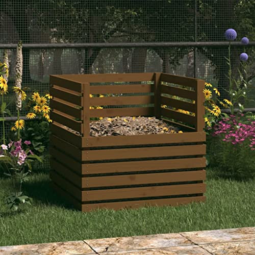 Hogar y jardín, césped y jardín, jardinería, compostaje, compostadores, compostadores para el hogar, color marrón, 80 x 80 x 78 cm, madera maciza de pino
