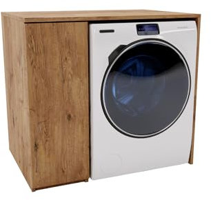 MRBLS_HOME Armadio coprilavatrice e asciugatrice 96 x 88.5 x 62 cm (L x A x P) mobile bagno lavanderia moderno minimalista armadio salvaspazio con scomparto laterale portaoggetti (Retrò)