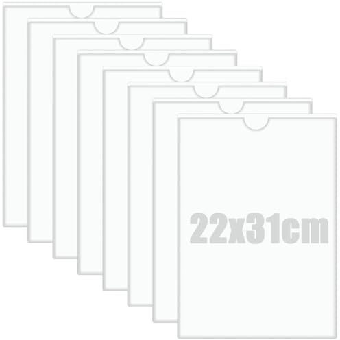 XRXYMQ A4 Etikettenhalter 8 Stück 31 x 22 cm Transparent Selbstklebend | Visitenkartenhüllen mit Beschriftungsfenster, für Ordner, Büro und Schule, zum einfachen Einlegen Austauschen von Etiketten