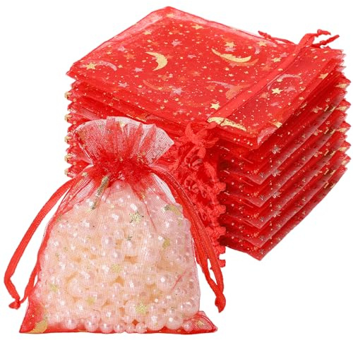 100 Stück Organza Säckchen Klein|Kleine Geschenkbeutel Aus Organza|Hochwertige Partybeutel Für Hochzeit,Geburtstag & Weihnachten|Wiederverwendbare Organzabeutel Mit Zugband|Ideal Für Süßigkeiten&Deko