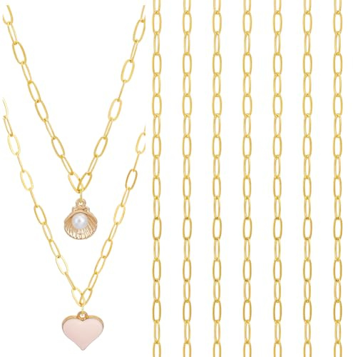 BENECREAT 25 Stück Halskette Mit Büroklammerkette 45cm Goldenes Büroklammerarmband Messing Büroklammerkette Für Männer Und Frauen Schmuckherstellung DIY Halskettenzubehör