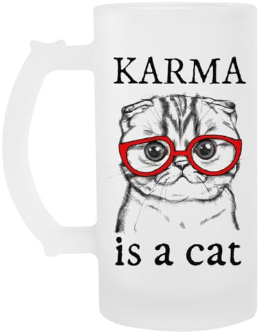 Karma Is A Cat Midnight Lyrical Beer Mug Handle Drink Cup