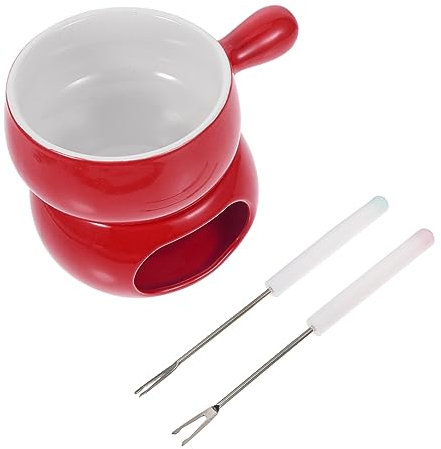 VALICLUD Ensemble de Pots à Fondue en Céramique Réchaud à Bougie Caquelon à Fromage et Chocolat aux Chocs 2 Personnes Utilisation au Four et Lave-