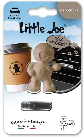 Little Joe CAPPUCCINO Lufterfrischer fürs Auto, Büro, Schubladen, Kleiderschrank, Haushalt z.B.: zur Montage an jedem KFZ Lüftungsgitter +/-45 Tage Frische im Auto (Little Joe OK/Daumen hoch)