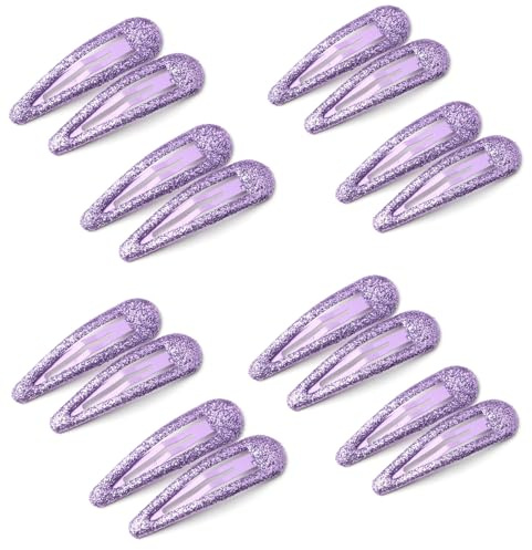 EUZUXU 16 Pièces Barettes Cheveux, Enfant Barrettes à Cheveux en Métal, Snap Barettes BB, Briller Clips à Pression pour Fille Enfant Bébé(Violet)