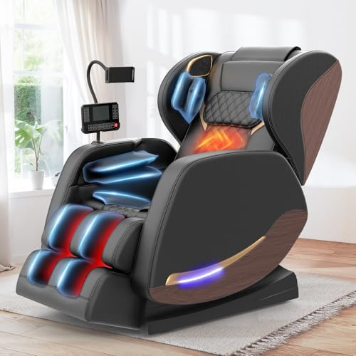 Ganzkörper Massagesessel mit 14 Massagerollen, 8 Airbags, Massagesessel mit Wärmefunktion-Beine und Taillenheizung, Bluetooth-Lautsprecher, Touchscreen-Controller, Zero-Gravity-Liegestuhl für Heimkino | Massagesessel mit Wärmefunktion, 8 Airbags, Bluetooth-Lautsprecher, 2-in-1-Touchscreen, Relaxsessel mit Schwerelosigkeit