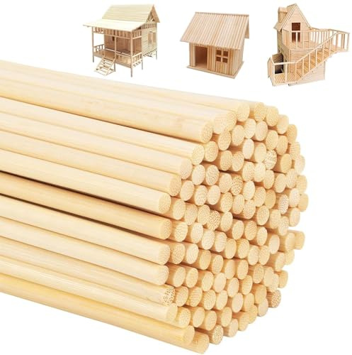140 Stück Holzstäbe, 30cm X 6mm Bastelstäbe Holzleisten Holzklötzchen Bambusstäbe Holzstab Holzstäbchen Rundholz Stäbe zum Basteln für DIYHandwerk Basteln