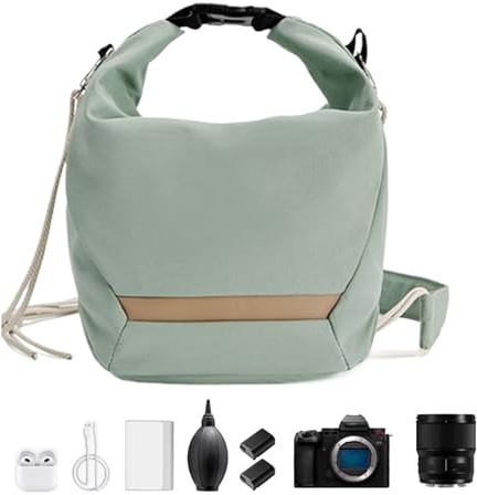 Jlkegfdf Borsa a tracolla per fotocamera compatta, impermeabile e compatta per protezione, per amanti delle foto, uomini, donne, studenti, principianti, Verde chiaro, Refer to