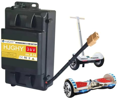 HJGHY 36v2.2ah, Batería de Iones de Litio Recargable para Patinete eléctrico, monopatín, Scooter, monopatín, Coche Giratorio, 36 V, 2 Ah, 3 Ah, 4 Ah, 5,2 Ah y 6 Ah, con Enchufe XT60.