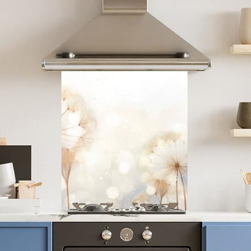 Premium 59.5 x 74.5cm Abstract Dandilion 6mm Glass Toughened Kitchen Splashback