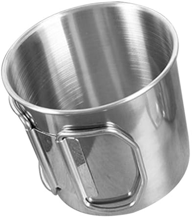 PENIKOKO Gobelet Pliable en Acier Inoxydable 8 Cm Poignée, Tasse à Café de Camping Légère et Résistante la Corrosion, Gobelet D'extérieur Portable pour Randonnée et Pique-niques